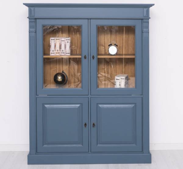 Glasvitrine 130 cm breit mit 4 Türen - Landhaus Vitrine
