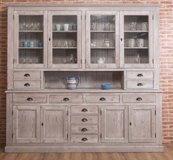 Landhaus Küchenschrank im alten Landhausstil aus Massivholz Küchen Schrank 245 cm