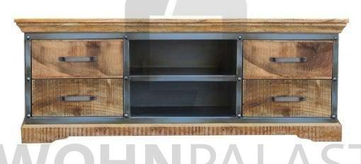TV-Lowboard Industrial 4C aus Mangoholz/Eisen