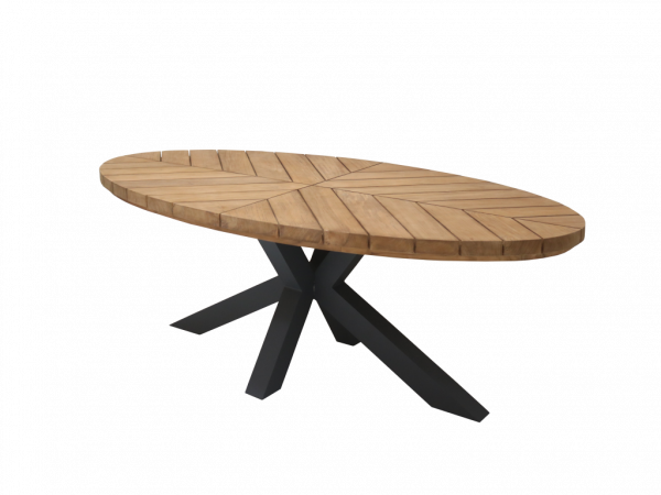 Gartentisch Oval Daun Teak Holz massiv Outdoor Teak Tisch