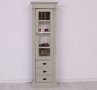 Vielseitige Vitrine 65 cm breit mit 3 Schubladen - Landhaus Vitrine