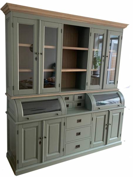 Buffetschrank Bastian 200 cm Grün/Eiche Landhaus Vitrinen Schrank