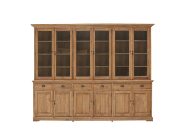 Vitrinen Schrank Brescia Teak 300cm - Geschirrschrank Teak Massivholz