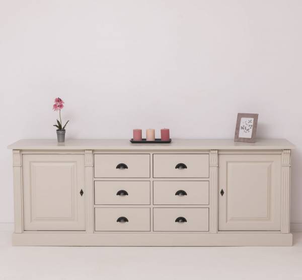 Landhaus Sideboard mit 6 Schubladen und 2 Türen - Massive Anrichte