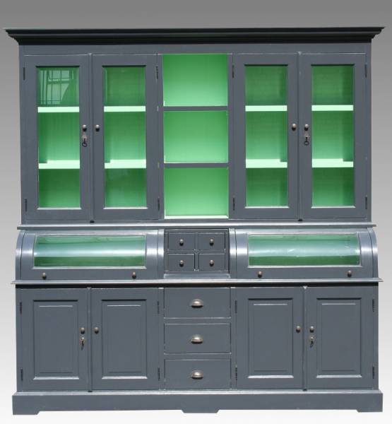 Buffet Schrank 200cm - anthrazit/mint - Landhaus Möbel