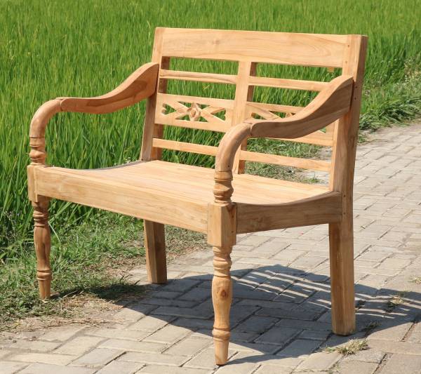 Gartenbank Teak Bahnhof 100cm Teakholz Bank Gartenmöbel Outdoor Sitzbank