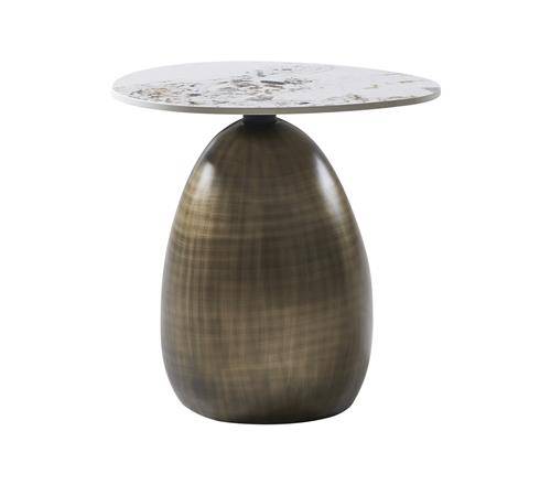 Castello runder Beistelltisch mit Keramik Multicolor Tischplatte Bronze