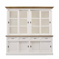 Vitrinen Schrank Vincenza 220 cm Landhaus Vitrine weiß/eiche