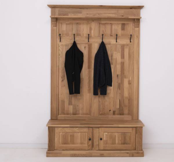 Garderobe Eiche mit Kleiderhacken - 140 cm breit