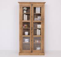Landhaus - Massiv - Glas - Vitrine mit verstellbaren Regalböden und seitlichen Glasscheiben 110 cm