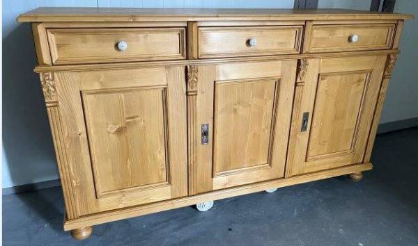 Landhaus Anrichte Weichholz Sideboard Kommode mit Porzellanknöpfen
