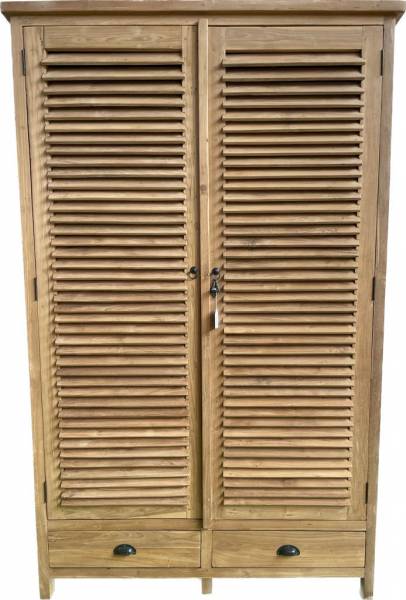 Teak Schrank Riva Lamellentüren Kleiderschrank