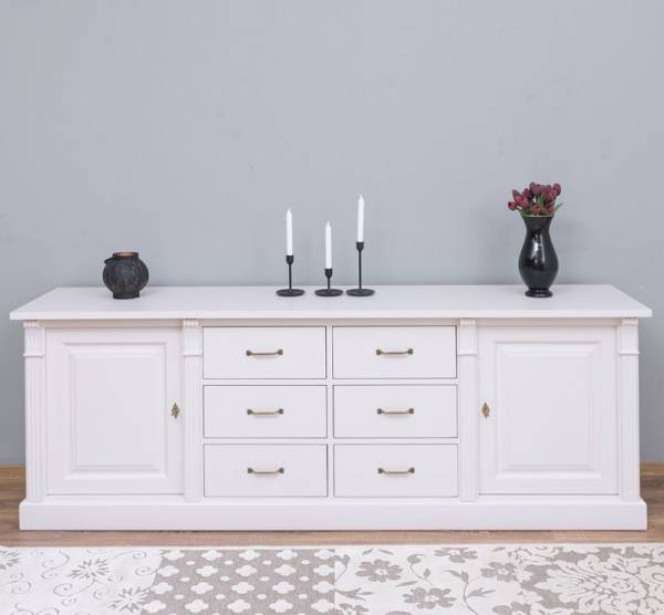 Landhaus Anrichte mit 6 Schubladen und 2 Türen - Massives Sideboard