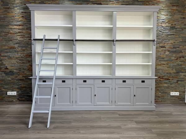 Bücherwand Oxford - Wohnwand zweifarbig 300cm Bücherregal Bibliothek