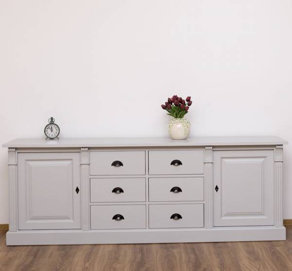 Massive Anrichte mit 6 Schubladen und 2 Türen - Sideboard im Landhaus Stil