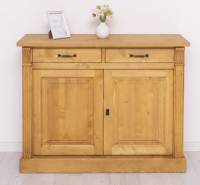 Massive Landhaus Kommode mit 2 Schubladen und 2 Türen gewachst- Sideboard
