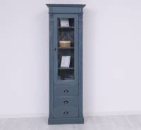 Vielseitige Vitrine 65 cm breit mit 3 Schubladen - Landhaus Vitrine