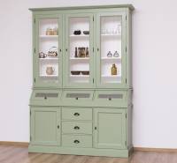 Landhaus Vitrinen Schrank 164 cm breit  zweifarbig