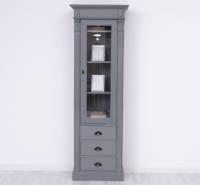 Vielseitige Vitrine 65 cm breit mit 3 Schubladen - Landhaus Vitrine