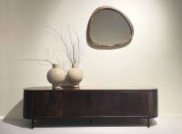 Noor Sideboard 170 cm Mangoholz 3 Türen Anrichte Mattpolitur Kommode Retro- Stil Dunkelfarbig