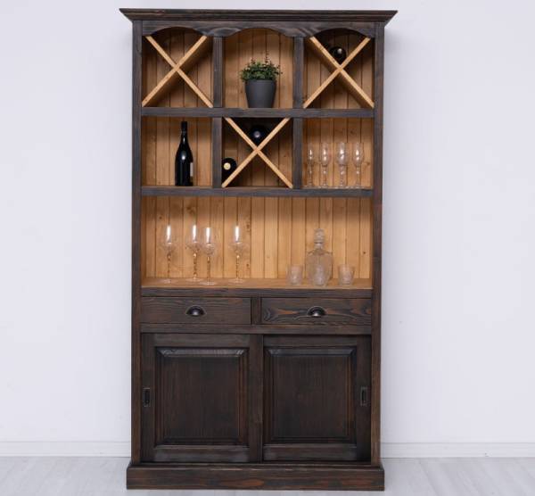 Barschrank aus massiven Kiefernholz - 120 cm Breit - Landhaus Schrank