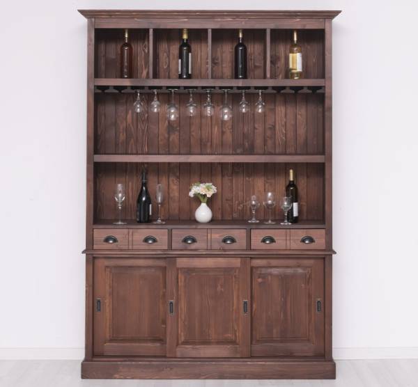 Barschrank aus massiven Kiefernholz - 151 cm Breit - Landhaus Schrank