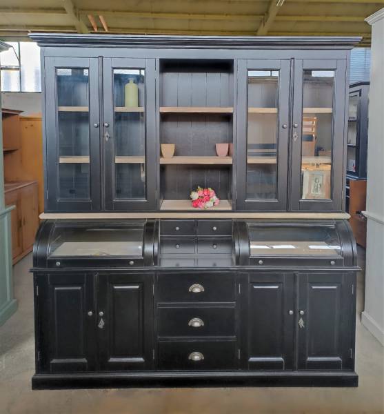 Buffet Schrank 200 cm schwarz/eiche - Landhaus Möbel
