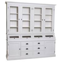 Landhaus Vitrinen-Schrank 214 cm breit  weiss