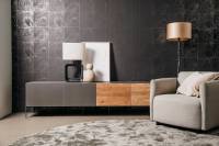 Pandora TV-Schrank 221 cm Teakholz Metall Lowboard