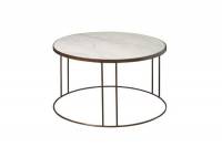 Runder Marmor Beistelltisch mit messingfarbigem Gestell 81x81 cm