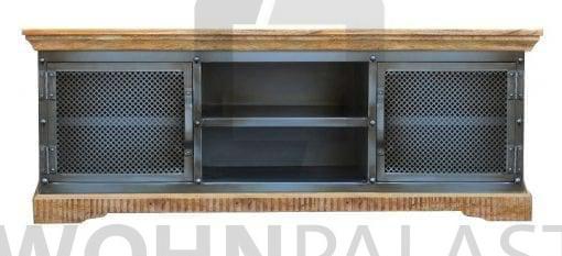 TV-Lowboard Industrial 2B aus Mangoholz/Eisen