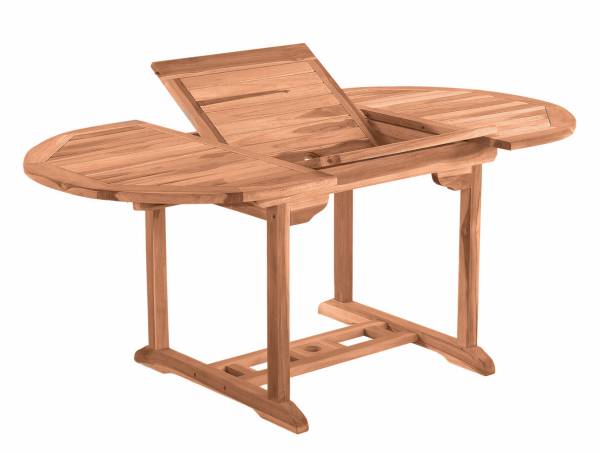 Runder Teak Gartentisch 120cm - Outdoor Tisch erweiterbar auf 170 cm