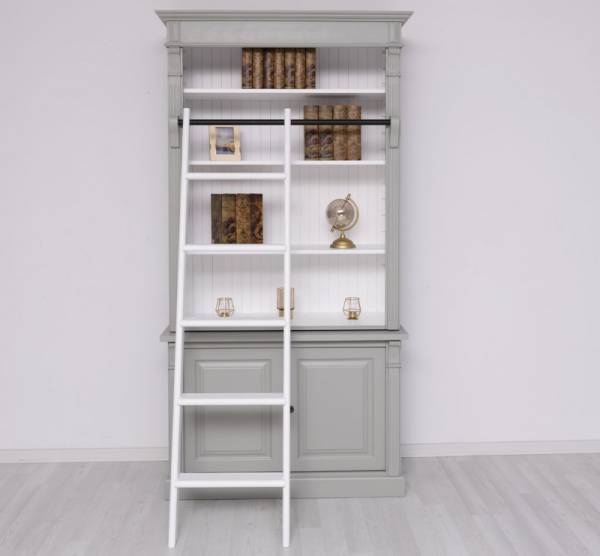 2-türiges Bücherregal mit Leiter 120 cm Bücherwand-