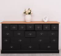 Apothekerschrank mit Eichenplatte –180 cm breit, 19 Schubladen Kommode Landhaus