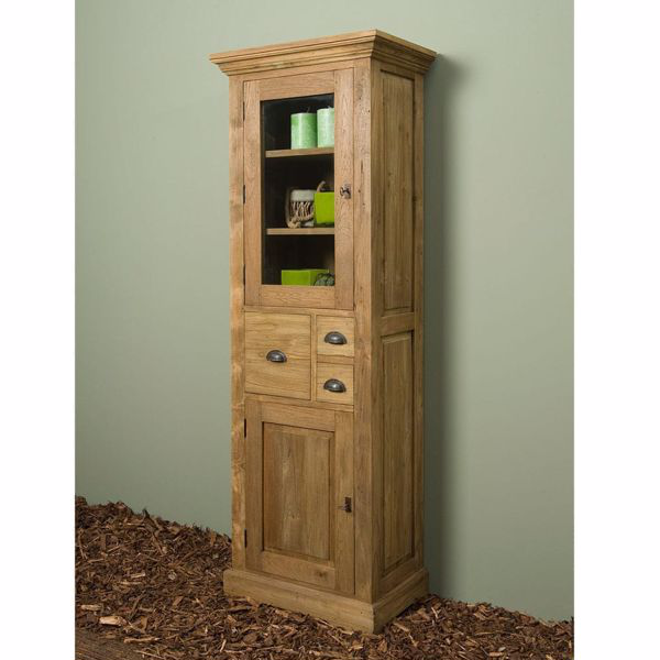 Bologna Vitrinen Schrank 66 cm Teakholz Landhausstil