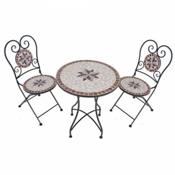 Bistro Set Amarillo Mosaik 3-teilig, Garten, Terrasse, Balkon