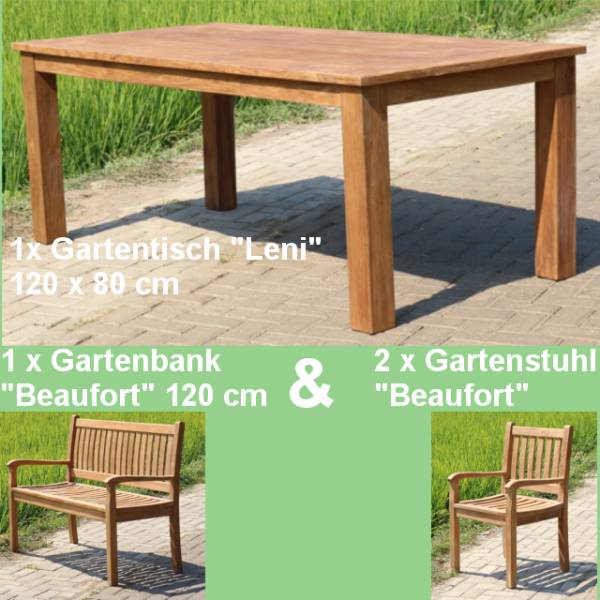 4-teiliges Teakholz Gartenmöbel Set Porthcurno