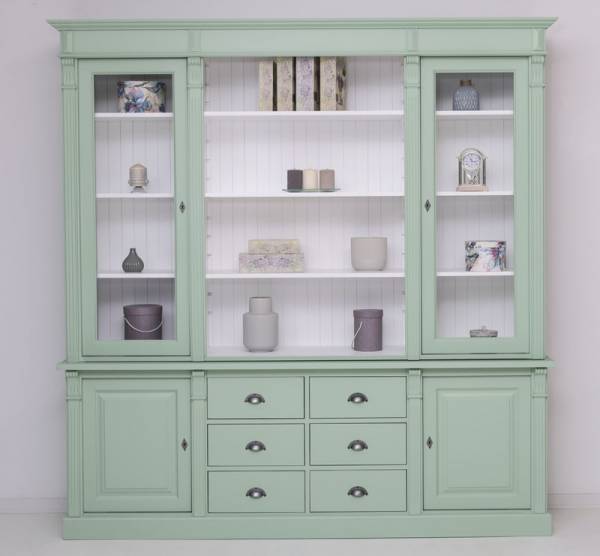 Französischer Bücher Schrank - Landhaus Schrank mintgrün