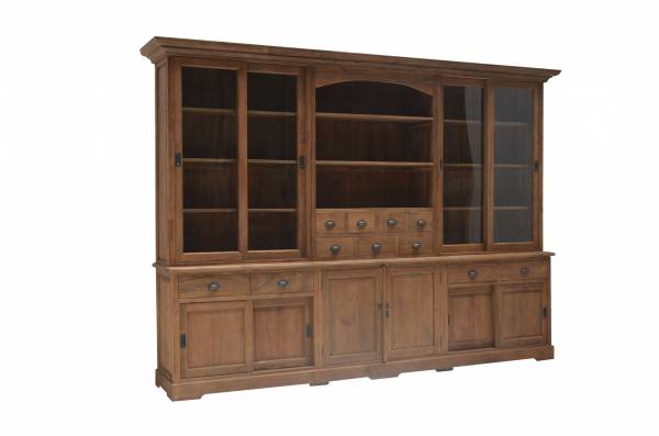 Teak Vitrinen Schrank Mees - Ladenschrank Massivholz