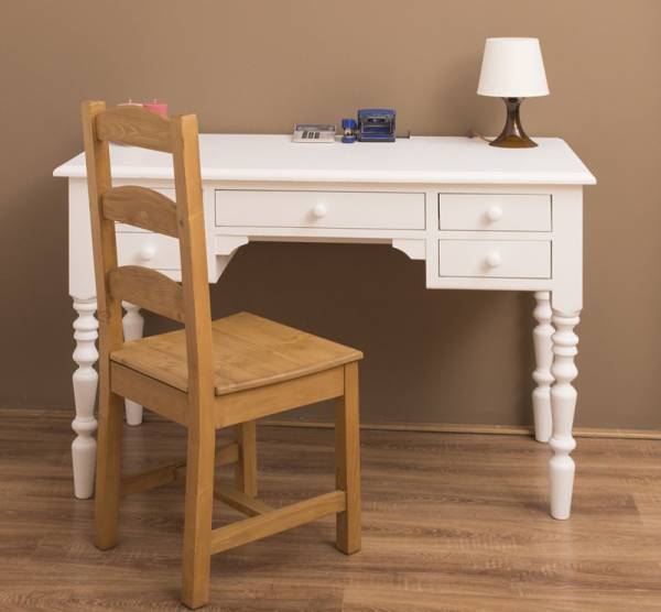Schreibtisch mit gedrechselten Beinen -Landhaus Stil – verschiedene Farben -5 Schubladen