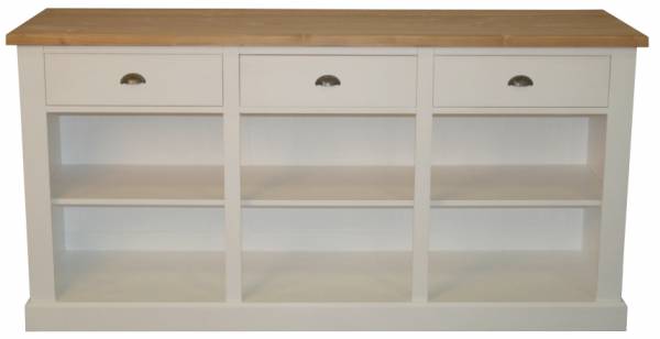 Ladentheke Pisa aus massivem Weichholz shabby chic weiß