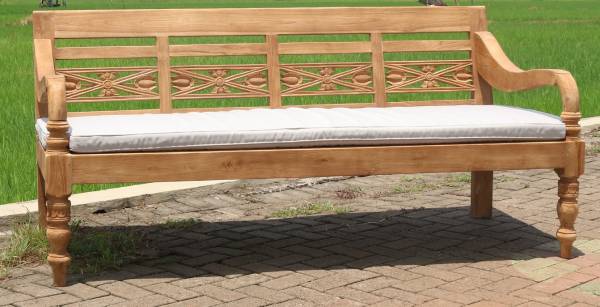 Teakholz Lounge Bank Station 4 Sitzer 190 cm mit Auflage