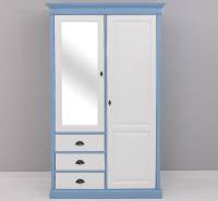 Massivholz Landhaus  Kleiderschrank - 121 cm breit mit Spiegel