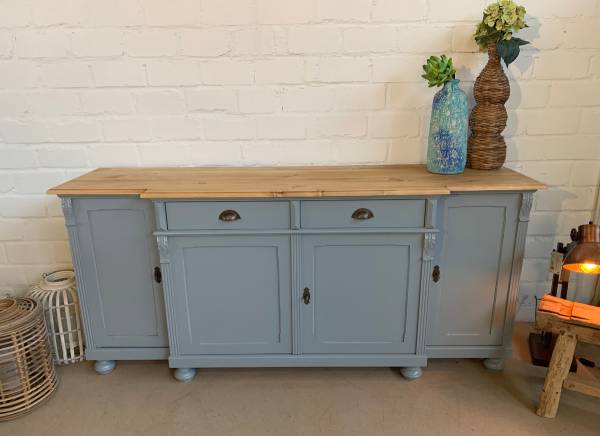 Sideboard 200 cm Weichholz Anrichte Vintage grau