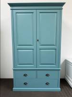 Landhaus Kleiderschrank - Massivholz Schrank-hellblau
