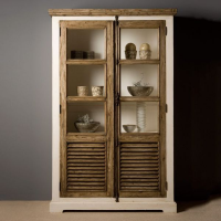 Amanda Vitrinen Schrank 120 cm mit 2 Türen  Landhausstil Glasschrank