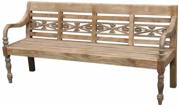 Gartenbank Vintage 190cm Teakholz ergraut - Teak Bank Sitzbank Outdoor