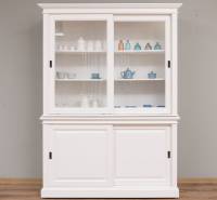 Glasvitrine 160 cm breit mit Schiebetüren - Landhaus Vitrine