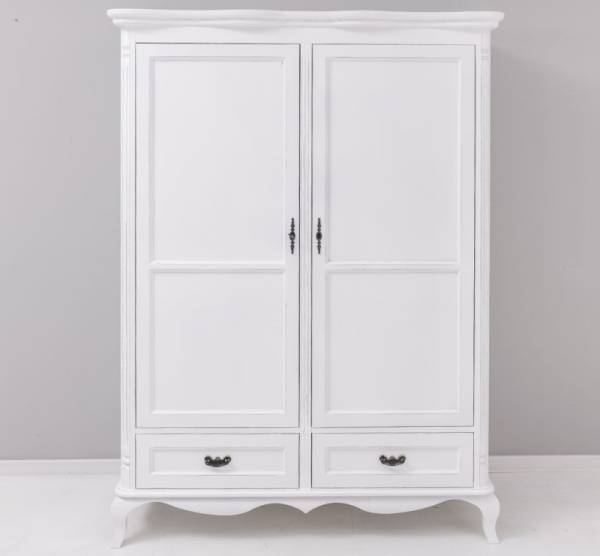 Massivholz Kiefern Kleiderschrank - 140 cm breit - Shabby-Chic-Stil