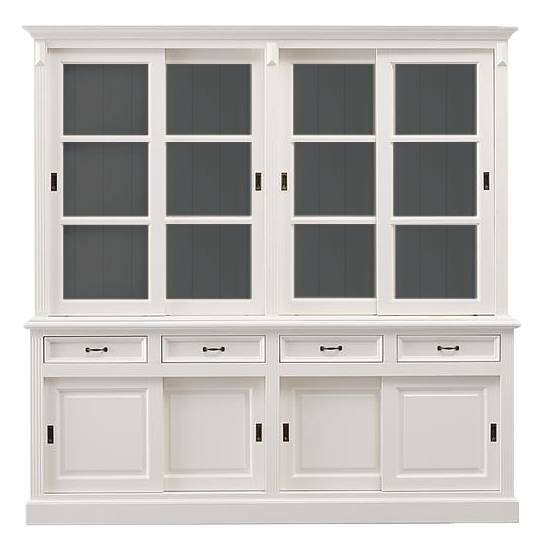 Vitrinen Schrank Vincenza weiß/dunkelgrau im Landhausstil 220 cm